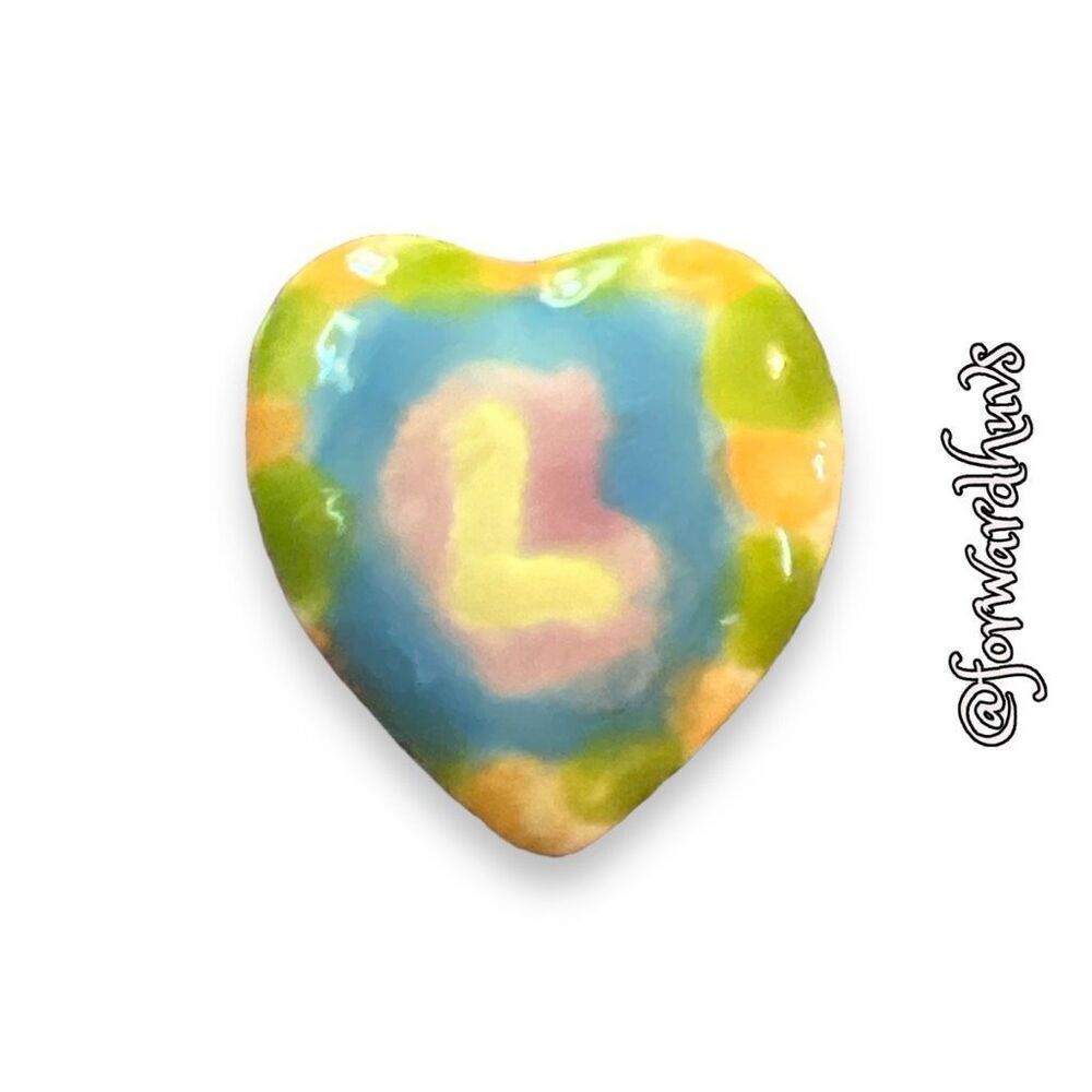 Bundle Sale 3 for $15 | Ceramic Heart Brooch | Painted “L”